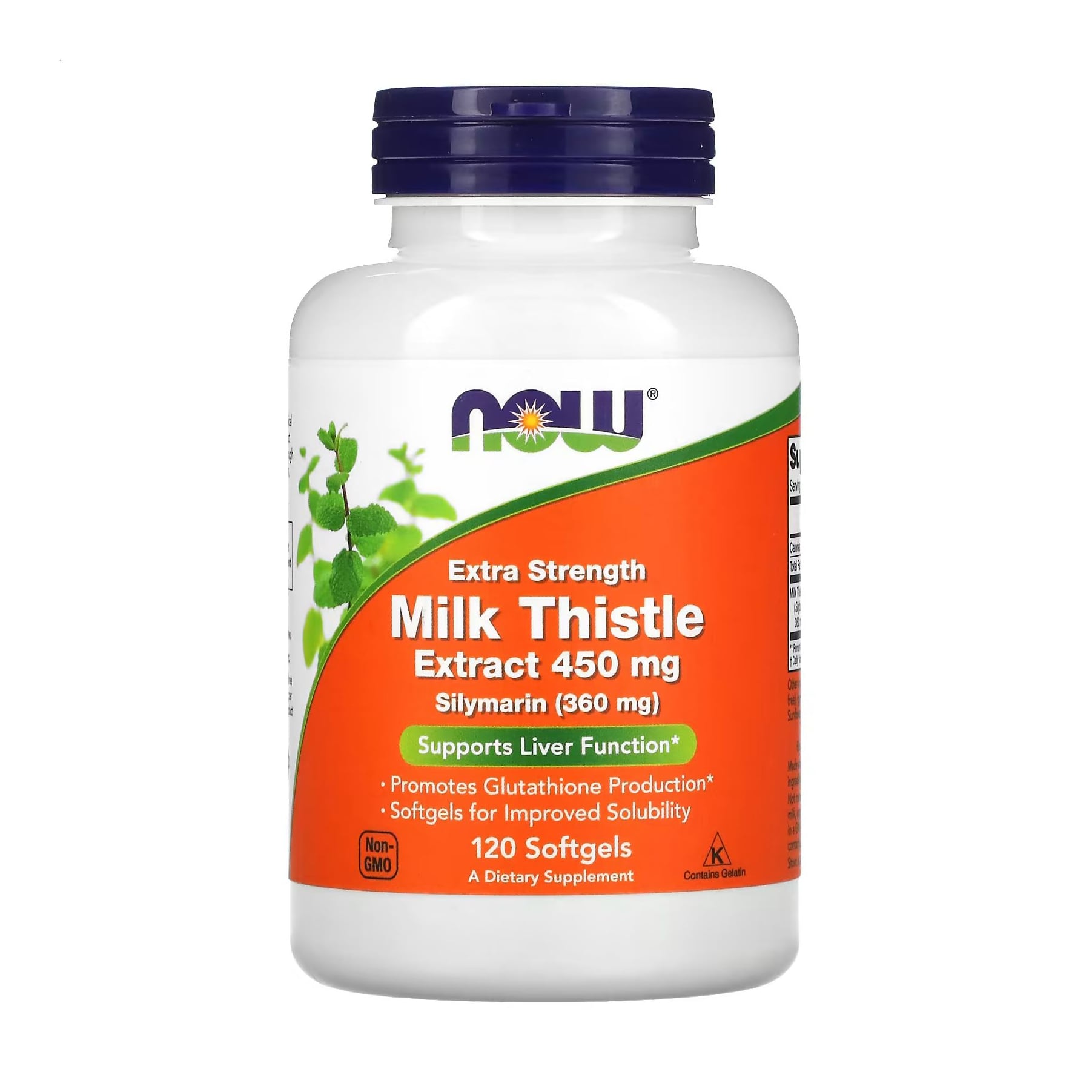 Екстракт сілимаріна NOW foods Extra Strength Silymarin Milk Thistle Extract 450 мг, 120 гелевих капсул